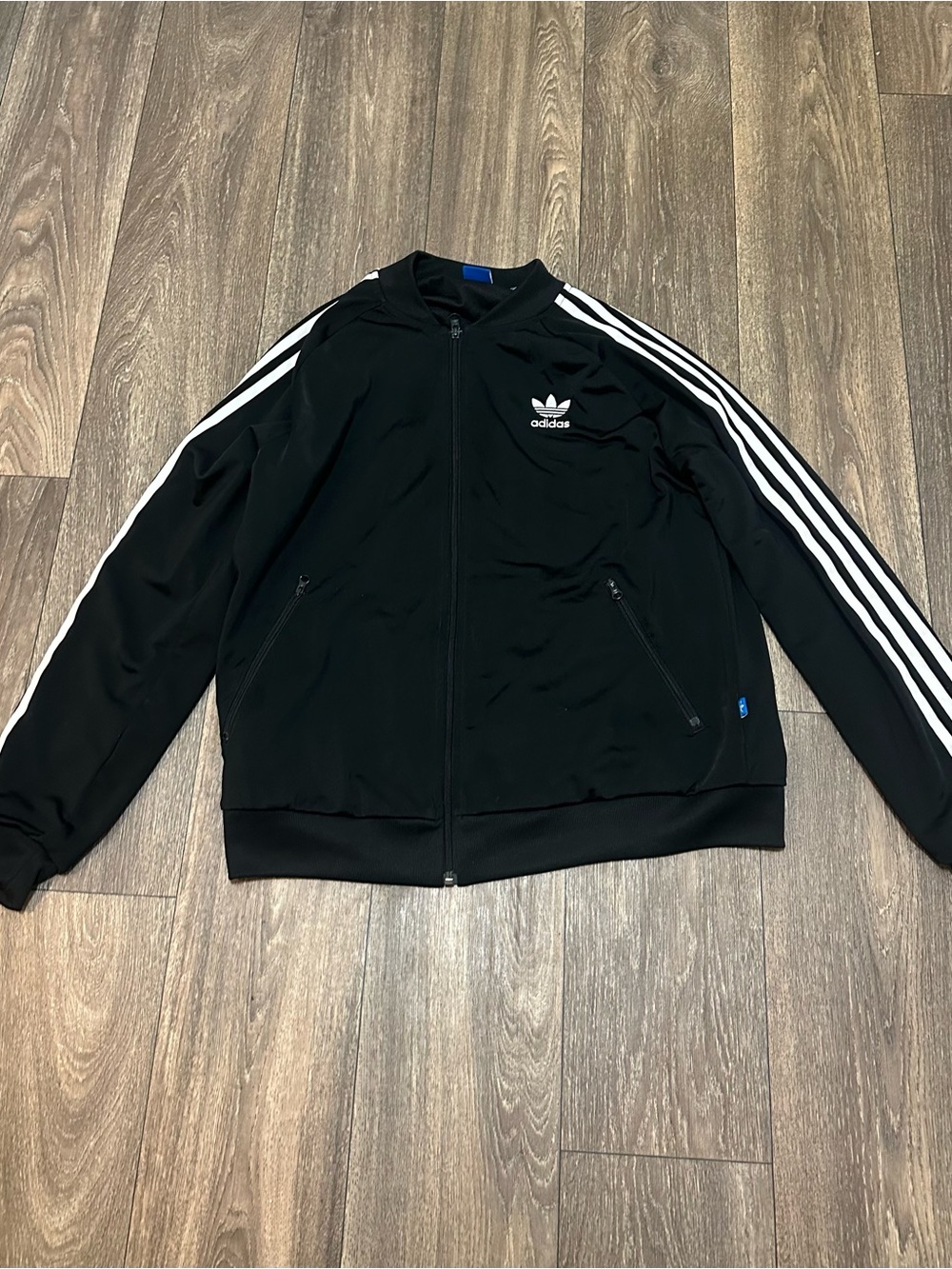 adidas Black Lightweight Track Jacket with White Three Stripes